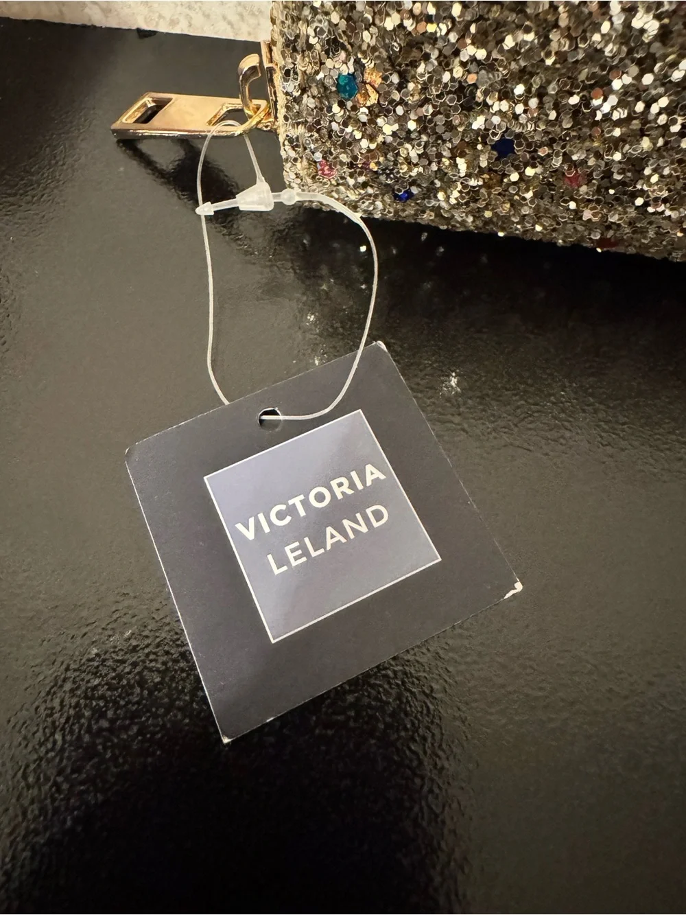 Victoria Leland Glitter Evening Clutch Wallet - Silver Sparkle